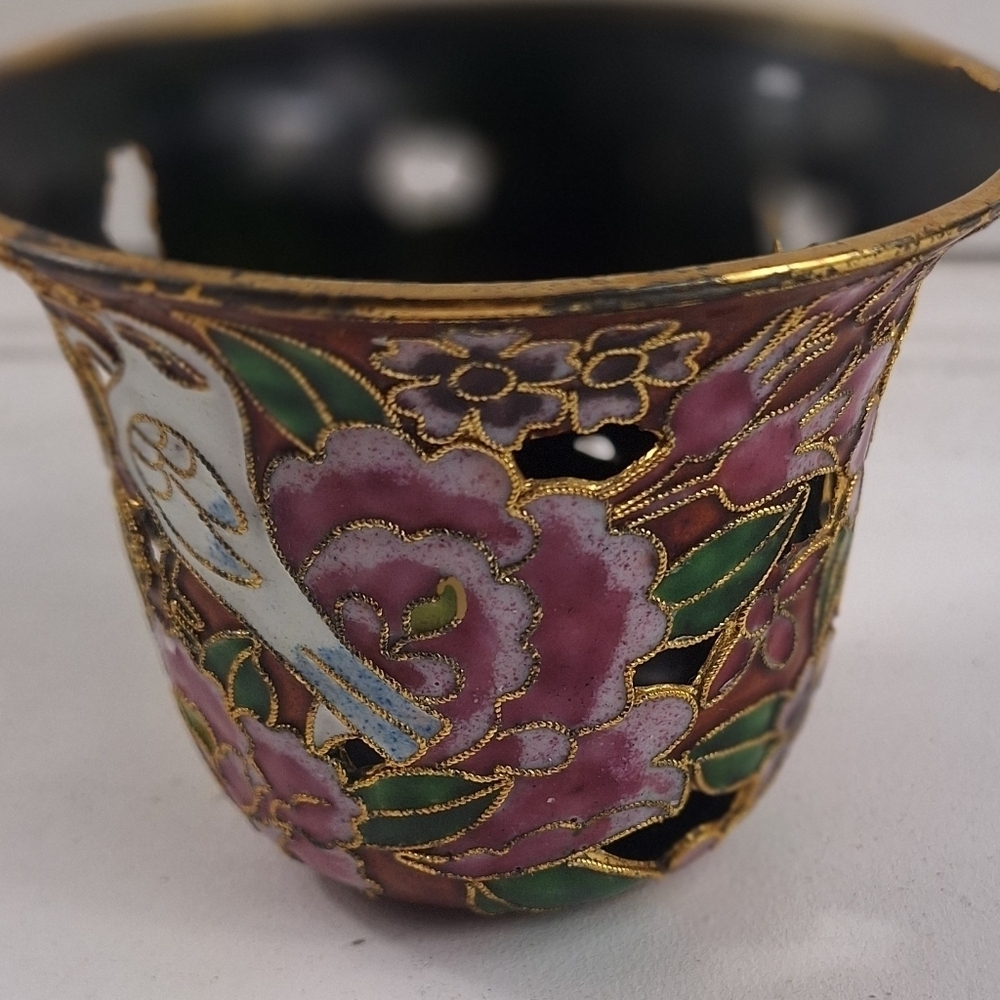 Chinese Enameled Cloisonne  Votive Holder - Picture 7 of 10